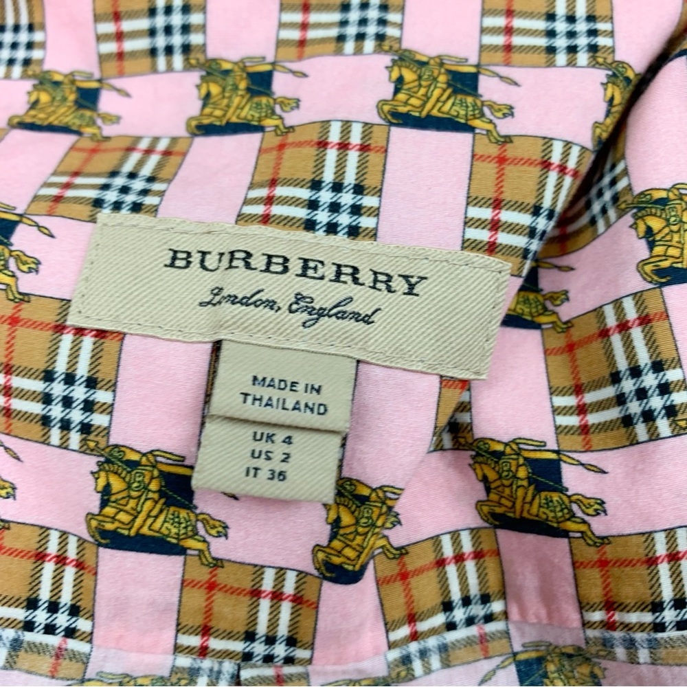 Burberry short sleeve checkered‎ shirt Dress tie waist front pockets - Picture 9 of 9